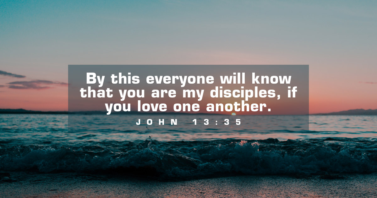 John 13:35 over a beach image